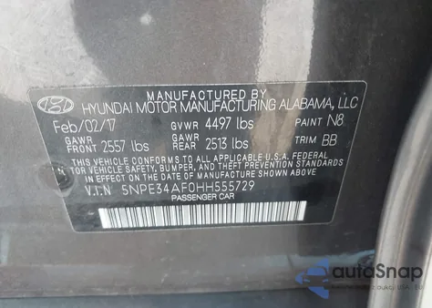 2017 Hyundai Sonata Limited из США, поврежденный, VIN 5NPE34AF0HH555729